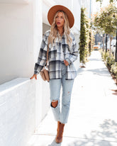 Balboa Plaid Wool Blend Shacket - Navy InsStreet